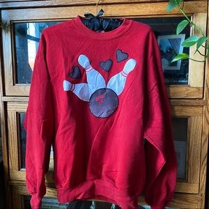 Grandma bowling patch crew neck sweater